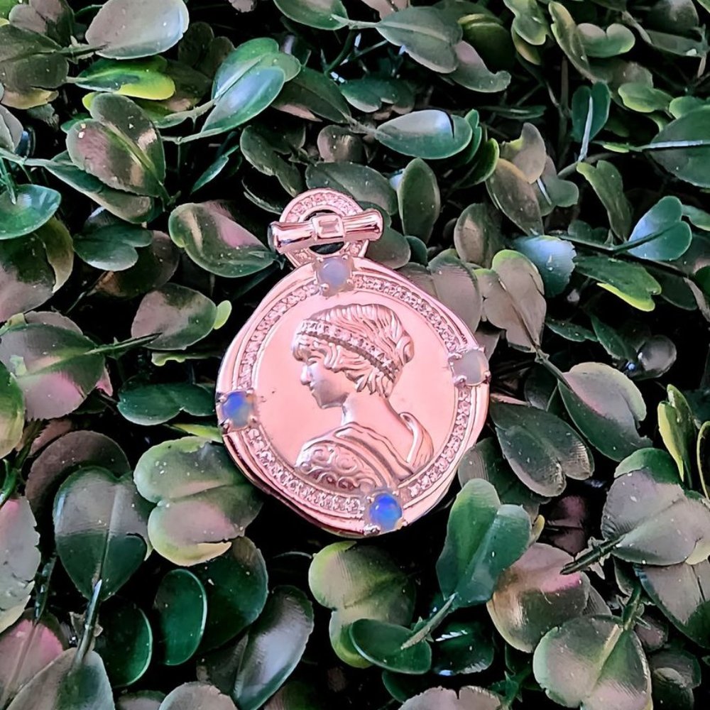 Opal Silver Coin Pendant